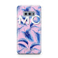 Personalised Blue Pink Palm Leaf Samsung Galaxy S10E Case