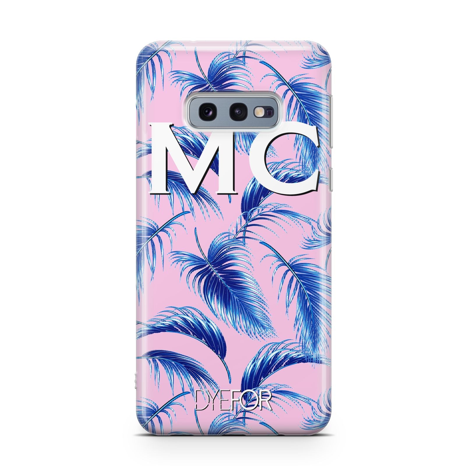 Personalised Blue Pink Palm Leaf Samsung Galaxy S10E Case