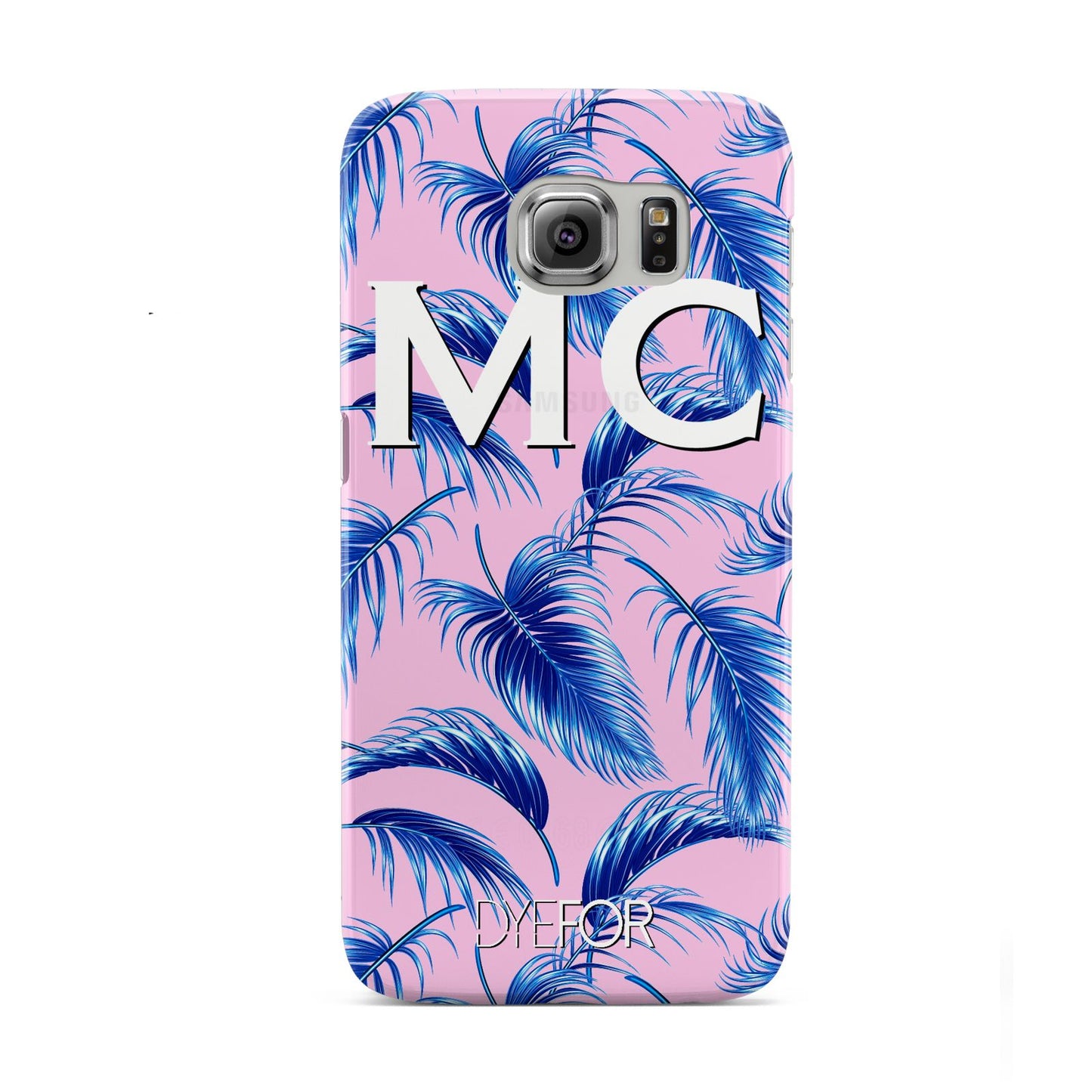 Personalised Blue Pink Palm Leaf Samsung Galaxy S6 Case