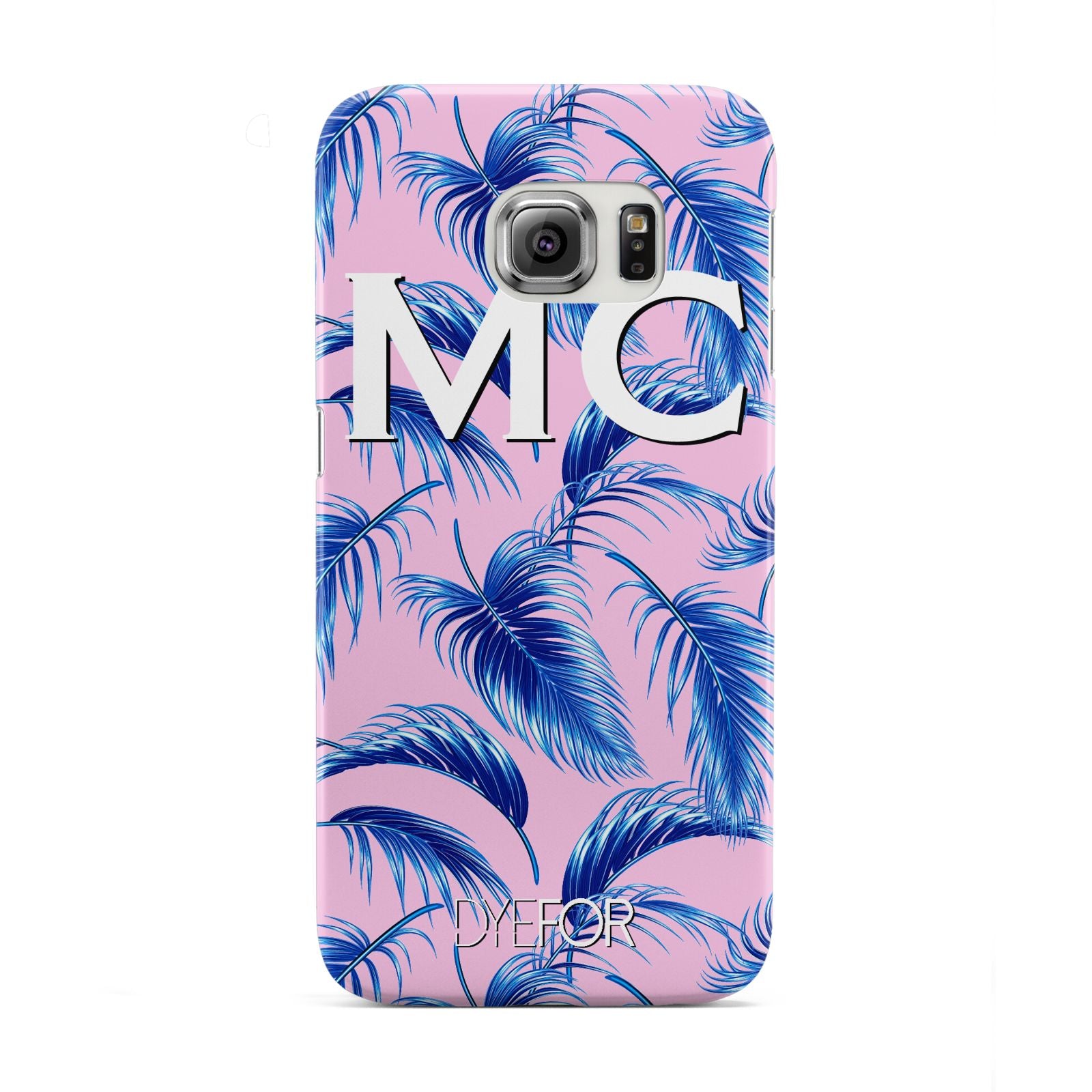 Personalised Blue Pink Palm Leaf Samsung Galaxy S6 Edge Case