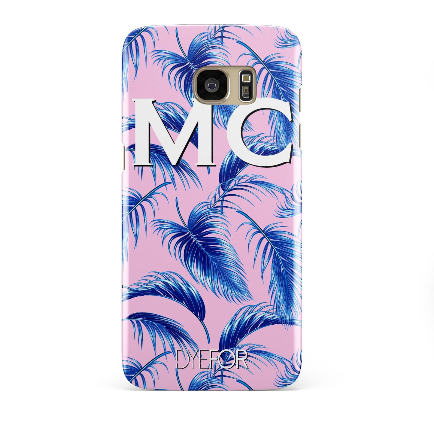 Personalised Blue Pink Palm Leaf Samsung Galaxy S7 Edge Case