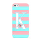 Personalised Blue Pink Striped Initial Apple iPhone 5 Case