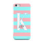 Personalised Blue Pink Striped Initial Apple iPhone 5c Case