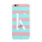 Personalised Blue Pink Striped Initial Apple iPhone 6 Plus 3D Tough Case