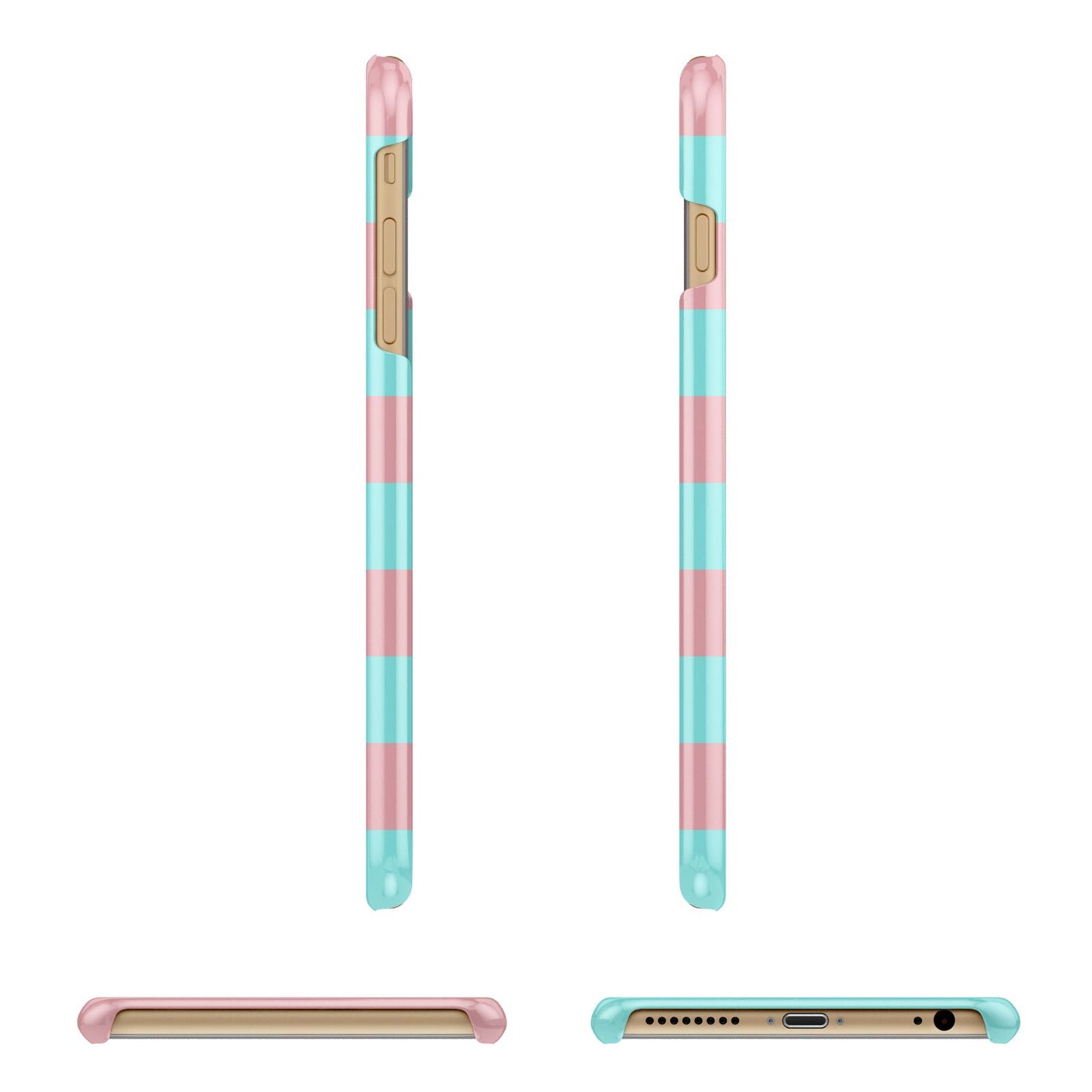 Personalised Blue Pink Striped Initial Apple iPhone 6 Plus 3D Wrap Snap Case Angled Images