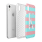 Personalised Blue Pink Striped Initial Apple iPhone XR White 3D Tough Case Expanded view