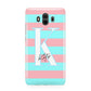 Personalised Blue Pink Striped Initial Huawei Mate 10 Protective Phone Case