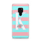 Personalised Blue Pink Striped Initial Huawei Mate 20 Phone Case