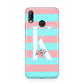 Personalised Blue Pink Striped Initial Huawei P20 Lite Phone Case