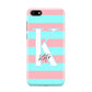 Personalised Blue Pink Striped Initial Huawei Y5 Prime 2018 Phone Case