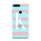 Personalised Blue Pink Striped Initial Huawei Y7 2018