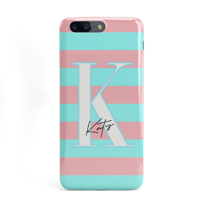 Personalised Blue Pink Striped Initial OnePlus Case