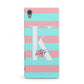 Personalised Blue Pink Striped Initial Sony Xperia Case