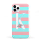 Personalised Blue Pink Striped Initial iPhone 11 Pro 3D Tough Case