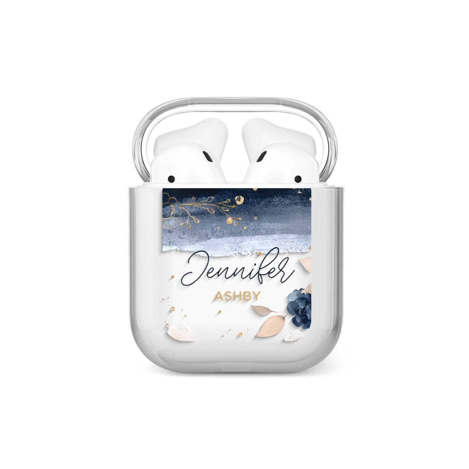 Personalised Blue Pink Watercolour AirPods Case
