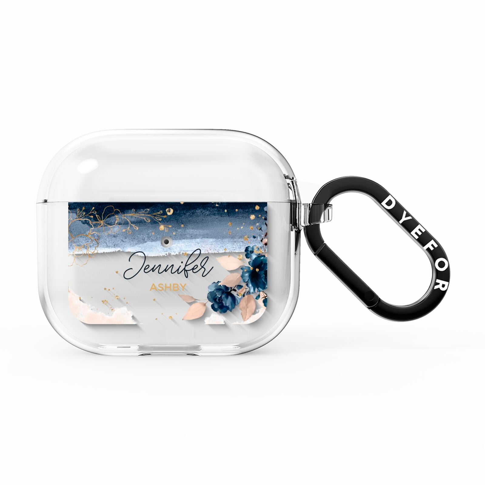Personalised Blue Pink Watercolour AirPods Clear Case 3rd Gen