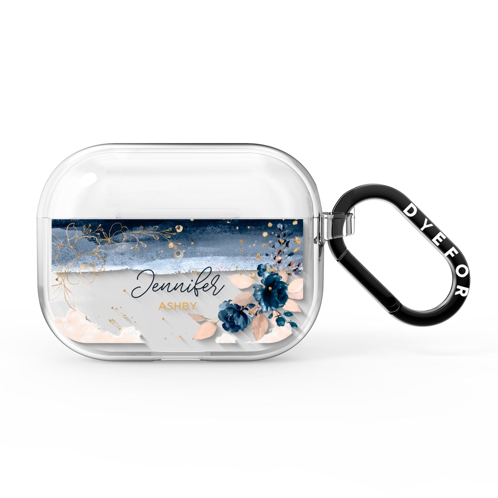 Personalised Blue Pink Watercolour AirPods Pro Clear Case