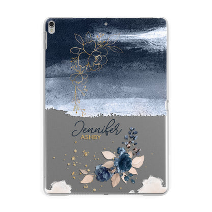 Personalised Blue Pink Watercolour Apple iPad Silver Case