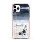 Personalised Blue Pink Watercolour Apple iPhone 11 Pro in Silver with Pink Impact Case