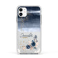 Personalised Blue Pink Watercolour Apple iPhone 11 in White with White Impact Case