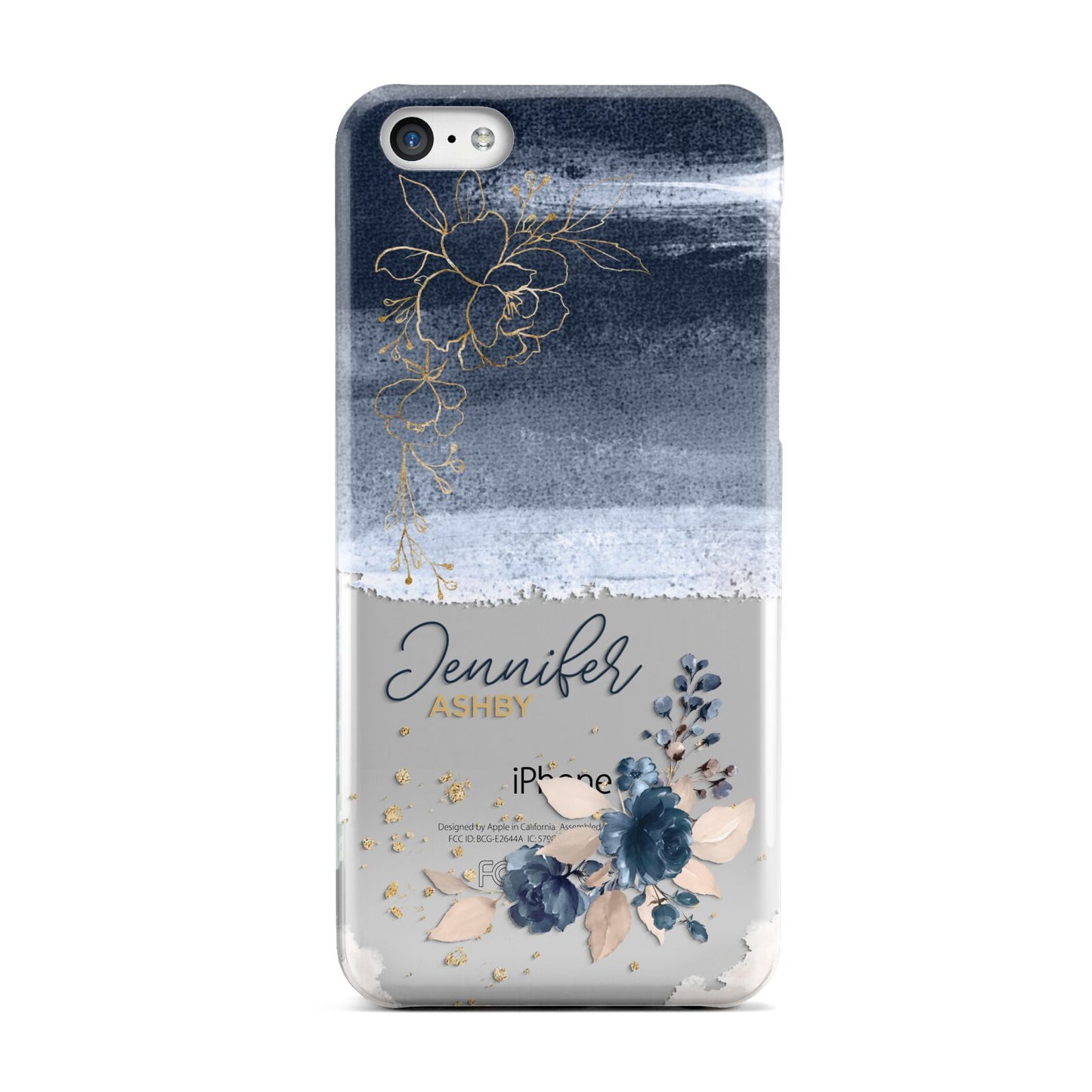 Personalised Blue Pink Watercolour Apple iPhone 5c Case