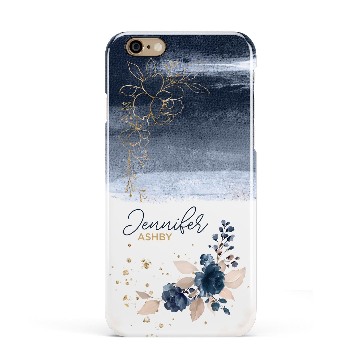 Personalised Blue Pink Watercolour Apple iPhone 6 3D Snap Case