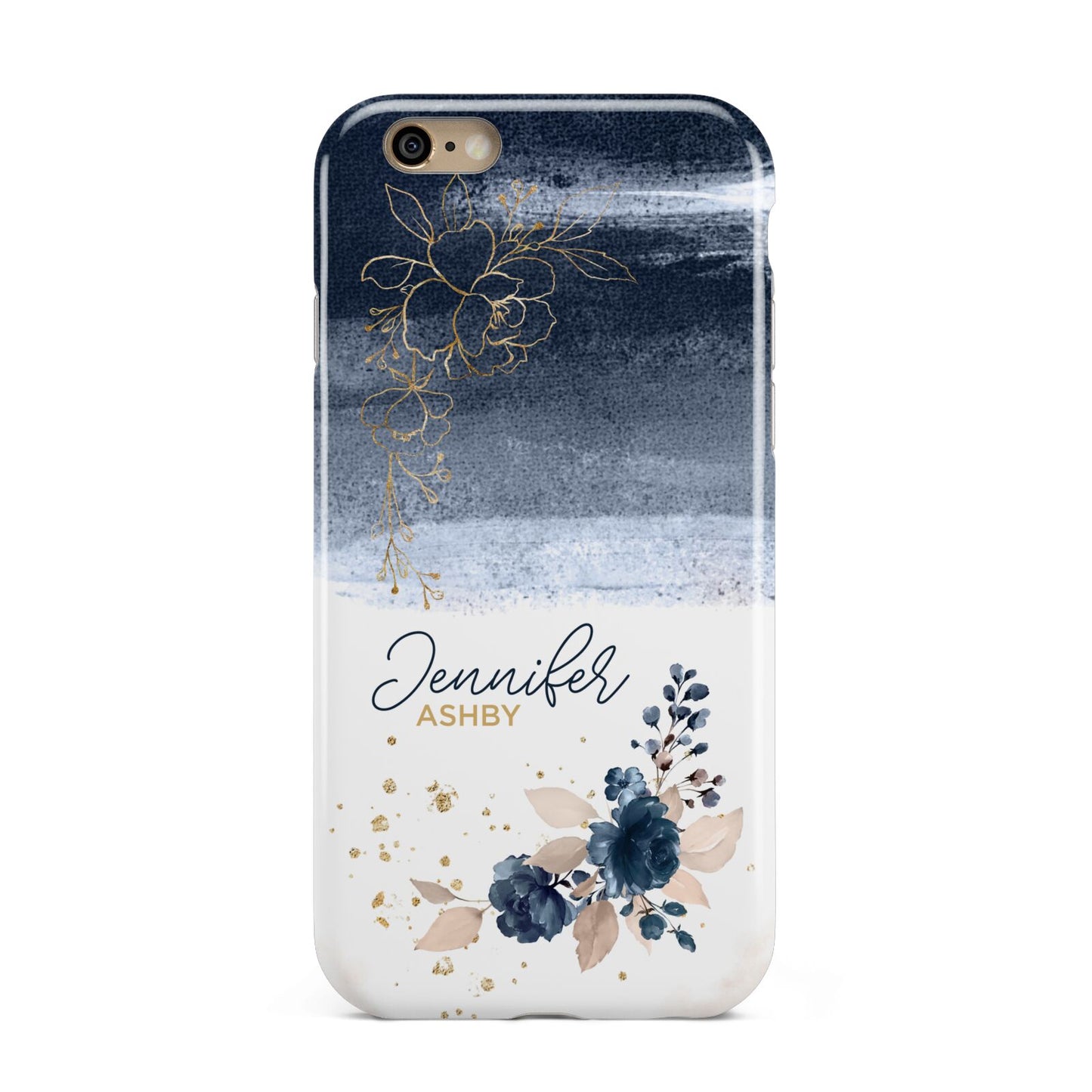 Personalised Blue Pink Watercolour Apple iPhone 6 3D Tough Case