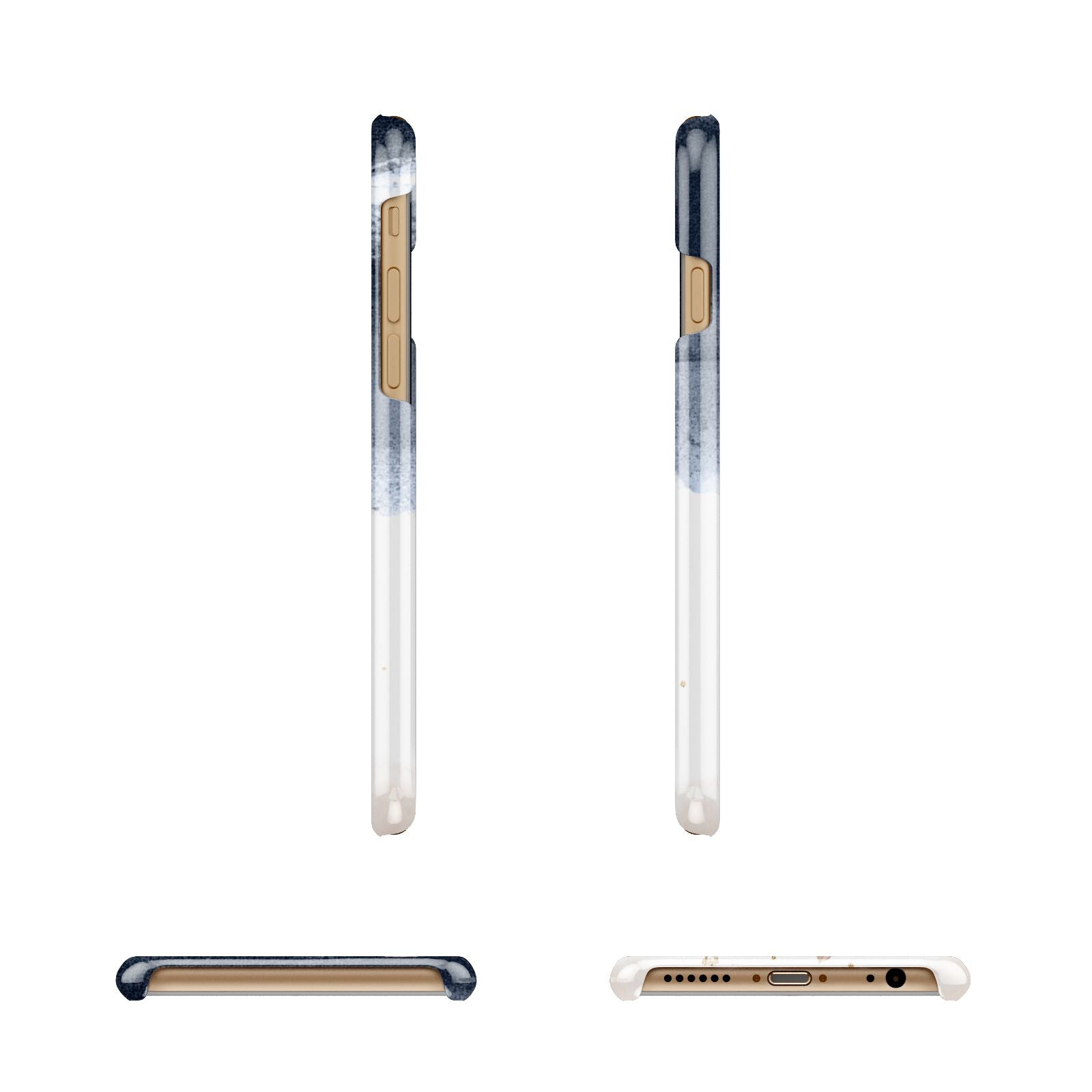 Personalised Blue Pink Watercolour Apple iPhone 6 3D Wrap Snap Case Angled Images