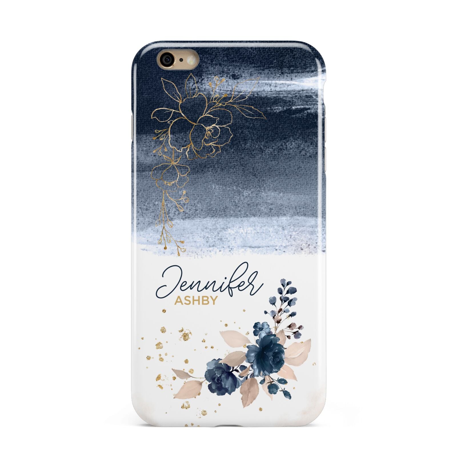Personalised Blue Pink Watercolour Apple iPhone 6 Plus 3D Tough Case