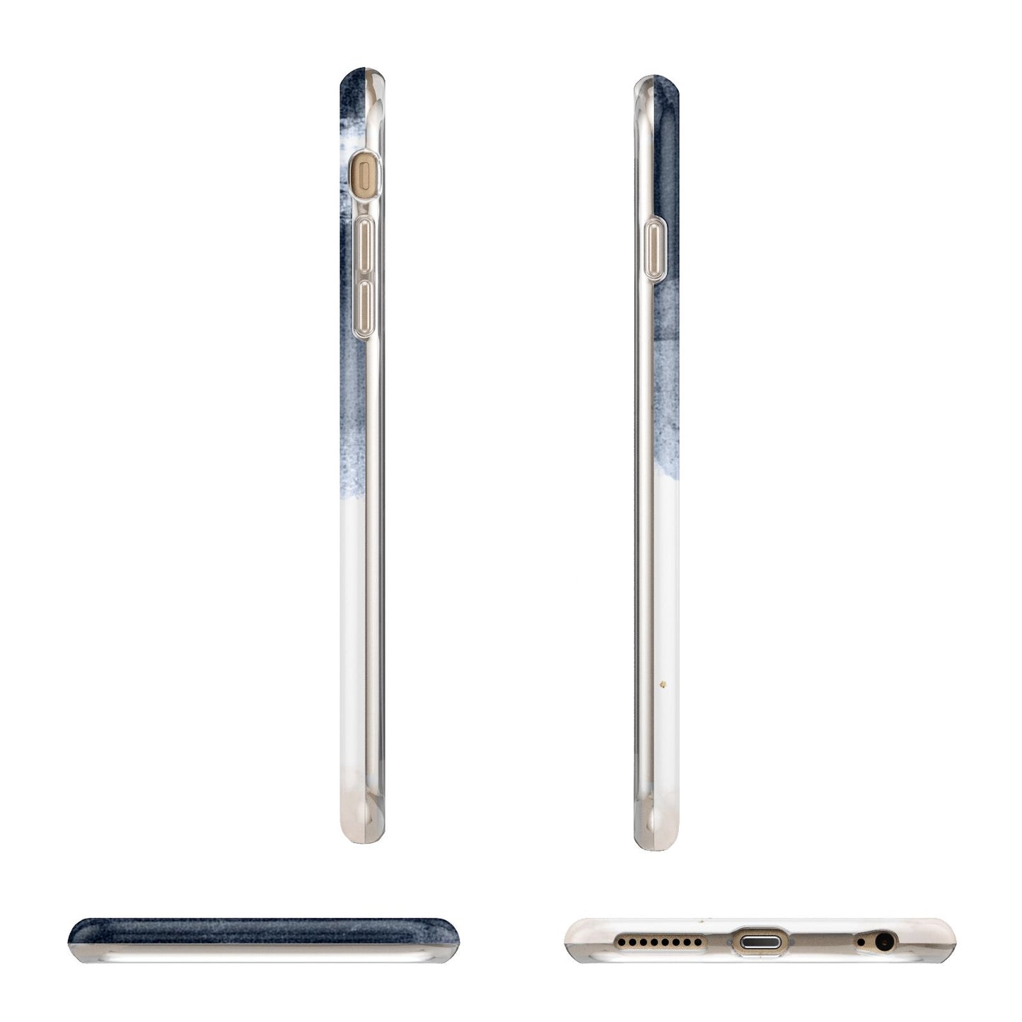 Personalised Blue Pink Watercolour Apple iPhone 6 Plus 3D Wrap Tough Case Alternative Image Angles