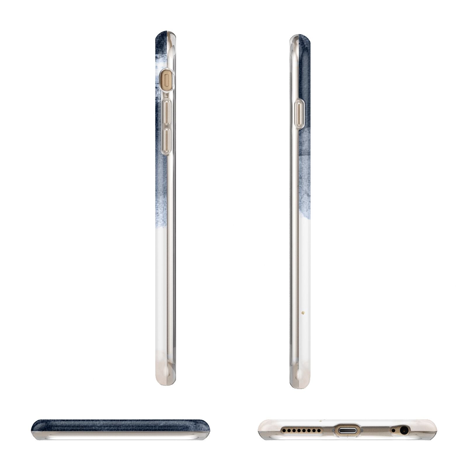 Personalised Blue Pink Watercolour Apple iPhone 6 Plus 3D Wrap Tough Case Alternative Image Angles