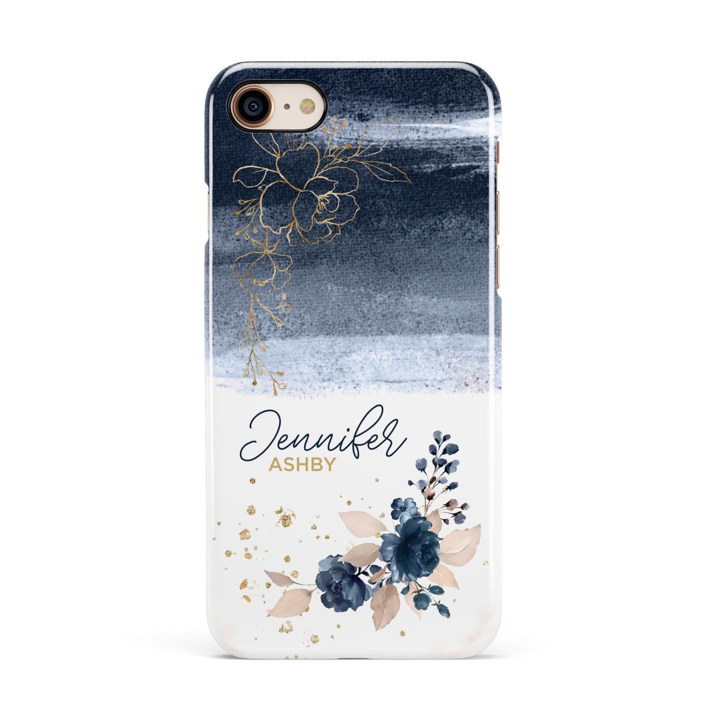 Personalised Blue Pink Watercolour Apple iPhone 7 8 3D Snap Case