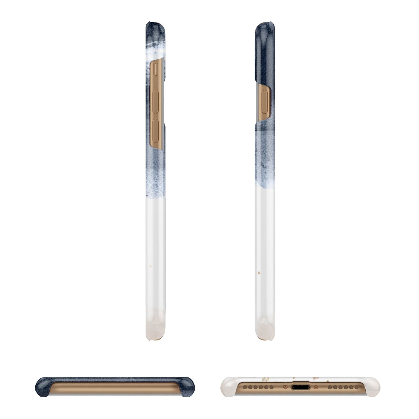 Personalised Blue Pink Watercolour Apple iPhone 7 8 3D Wrap Snap Case Angled Images