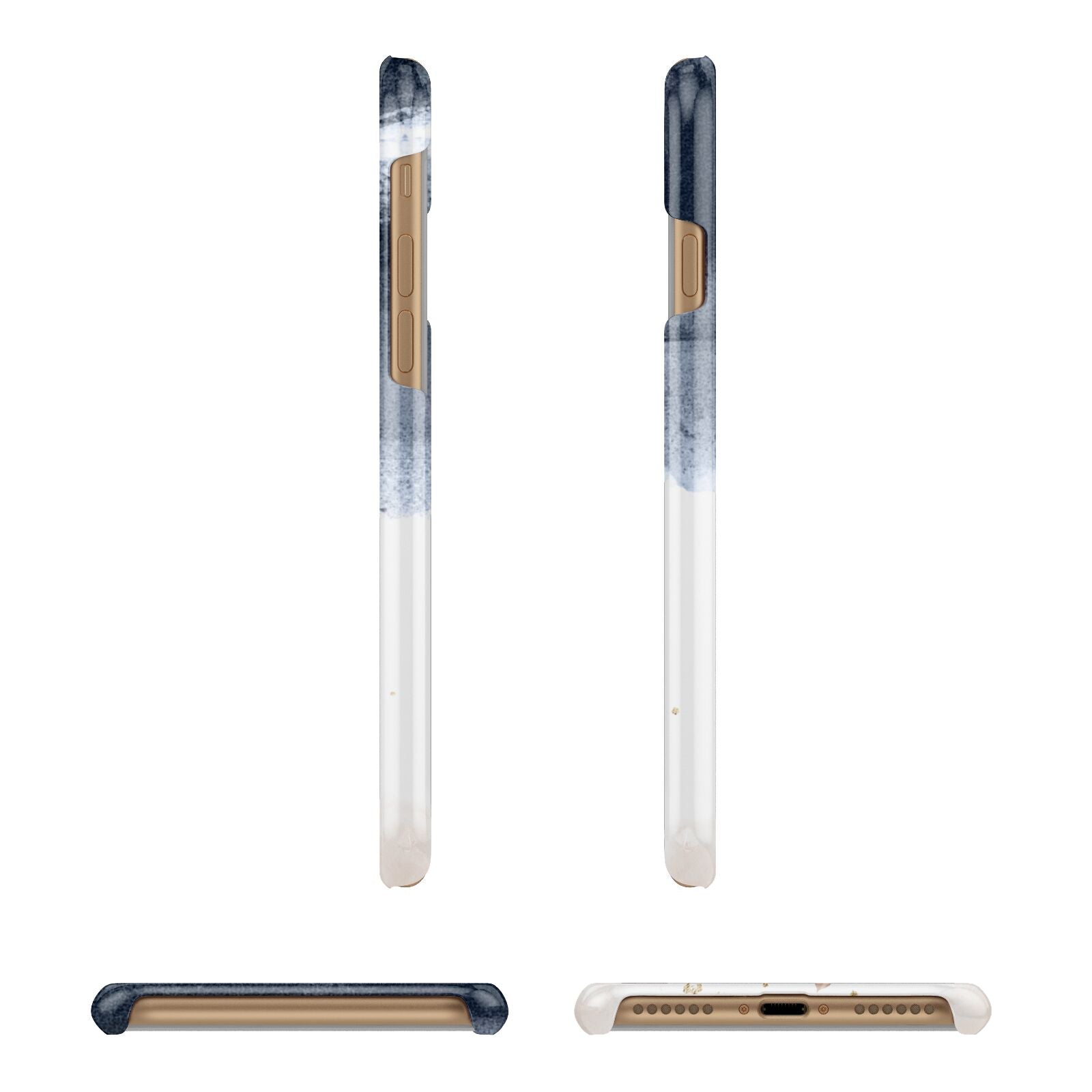 Personalised Blue Pink Watercolour Apple iPhone 7 8 3D Wrap Snap Case Angled Images