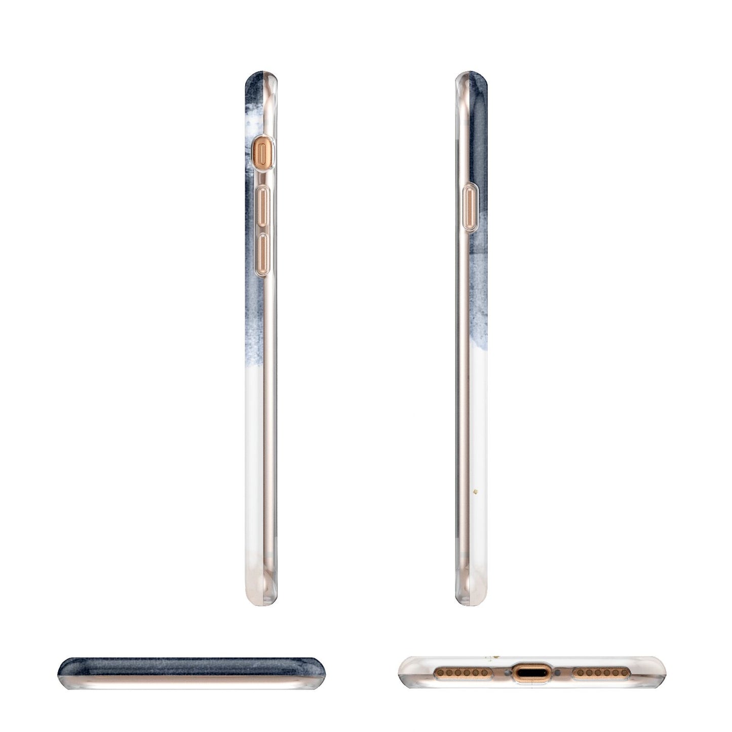 Personalised Blue Pink Watercolour Apple iPhone 7 8 3D Wrap Tough Case Alternative Image Angles