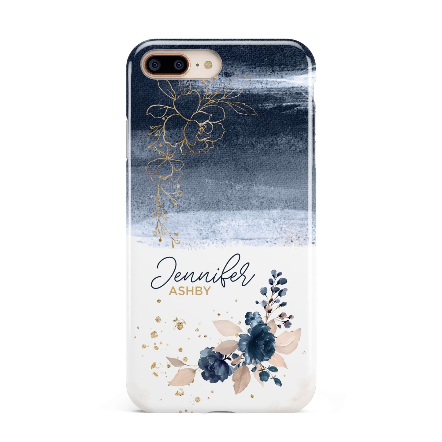 Personalised Blue Pink Watercolour Apple iPhone 7 8 Plus 3D Tough Case