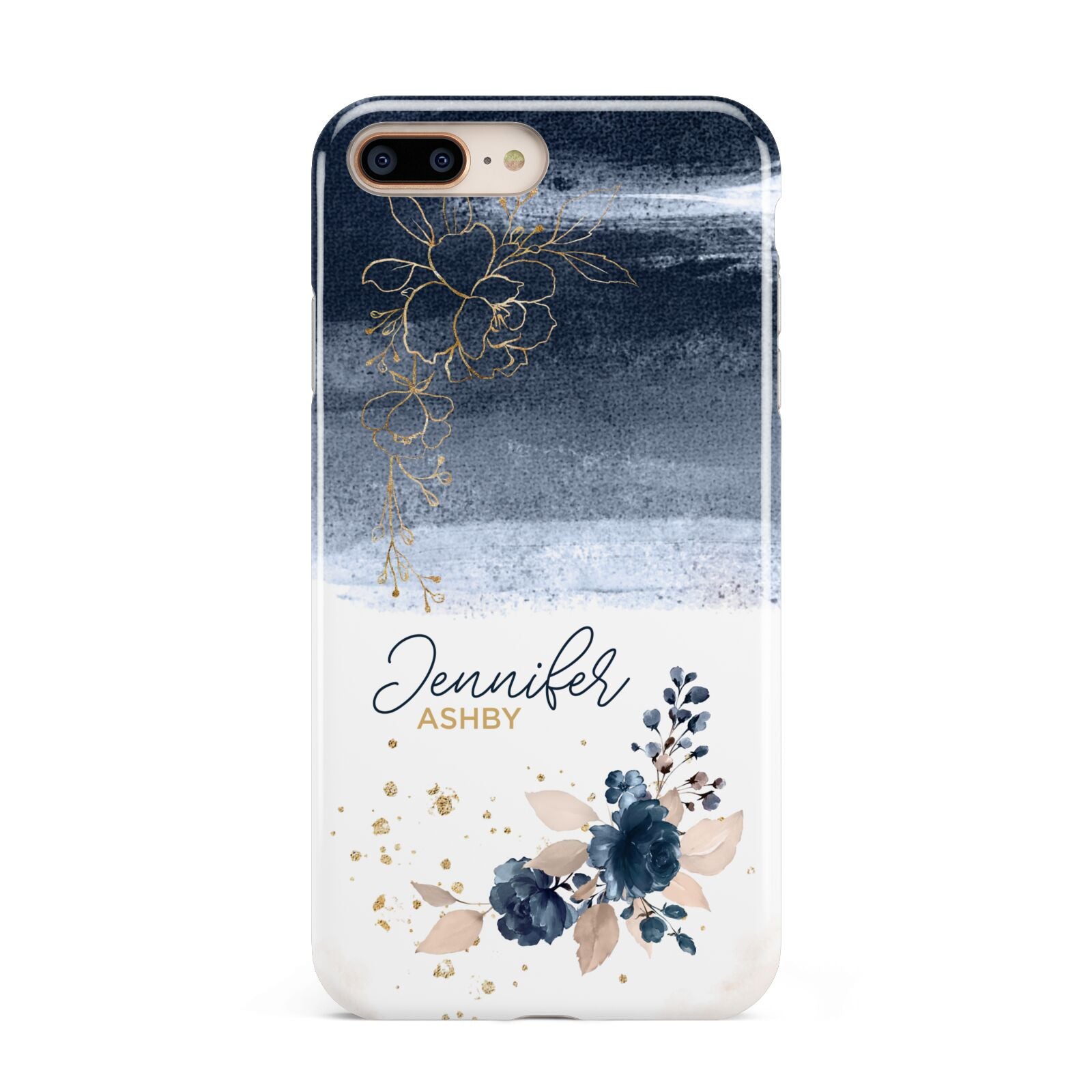 Personalised Blue Pink Watercolour Apple iPhone 7 8 Plus 3D Tough Case