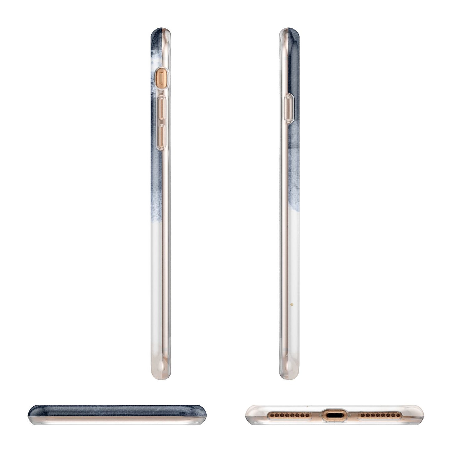 Personalised Blue Pink Watercolour Apple iPhone 7 8 Plus 3D Wrap Tough Case Alternative Image Angles