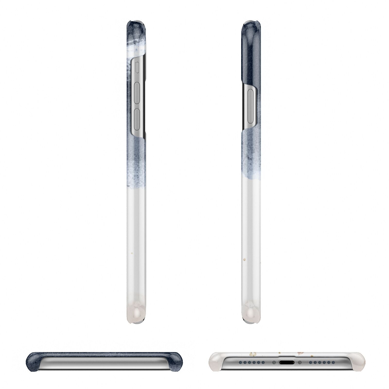 Personalised Blue Pink Watercolour Apple iPhone XR 3D Wrap Snap Case Angled Images on White Phone