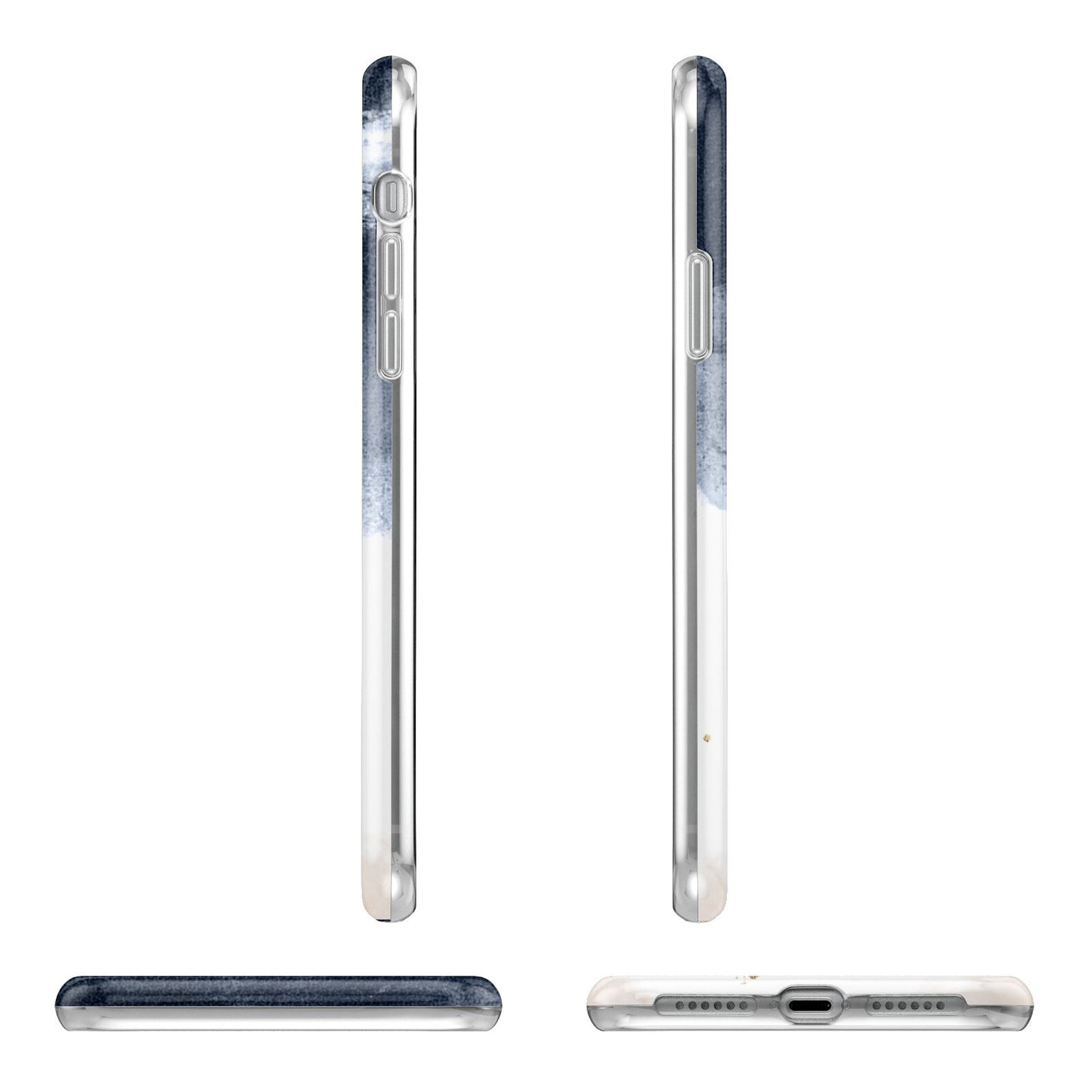 Personalised Blue Pink Watercolour Apple iPhone XR in White with 3D Wrap Tough Case Alternative Image Angles