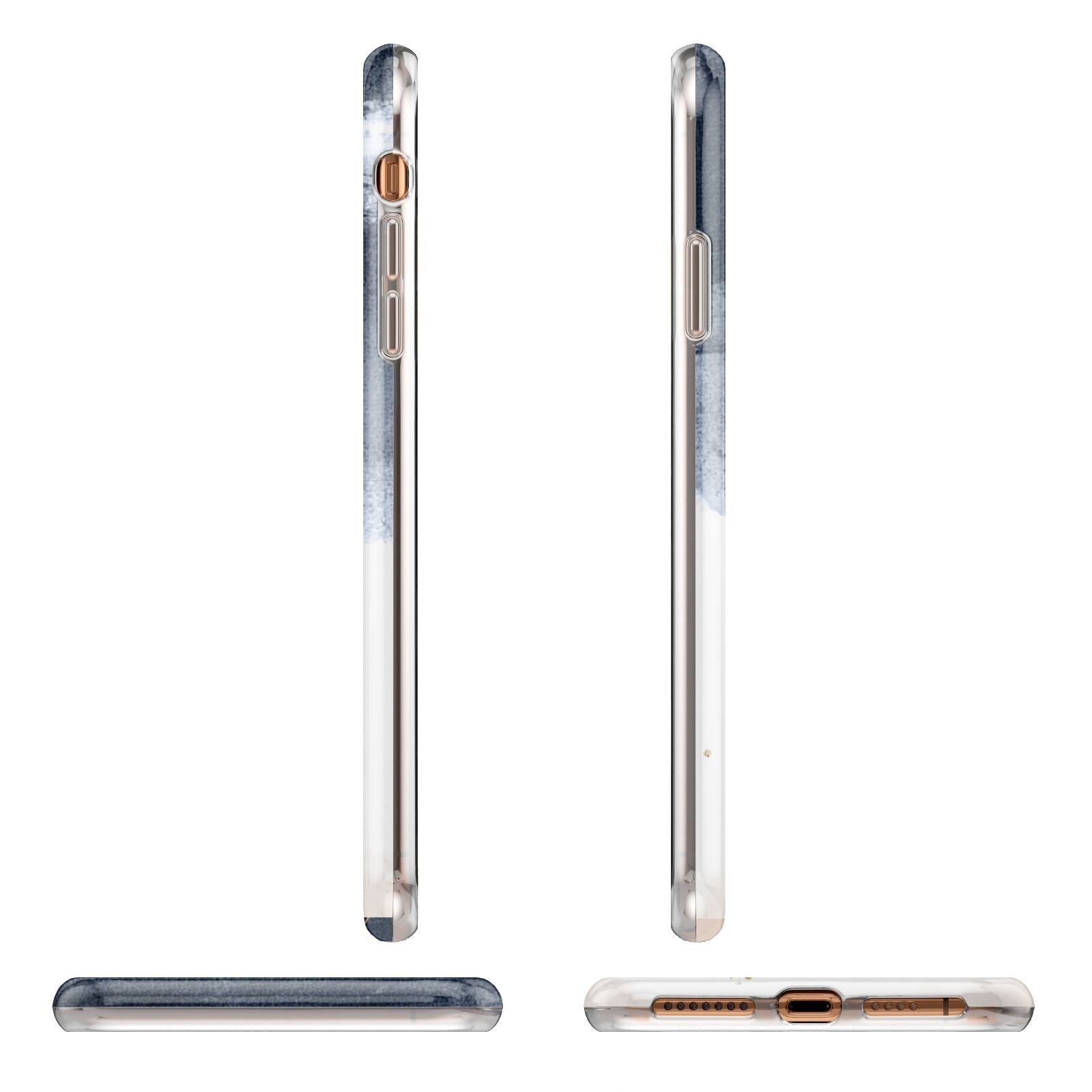 Personalised Blue Pink Watercolour Apple iPhone XS Max 3D Wrap Tough Case Alternative Image Angles