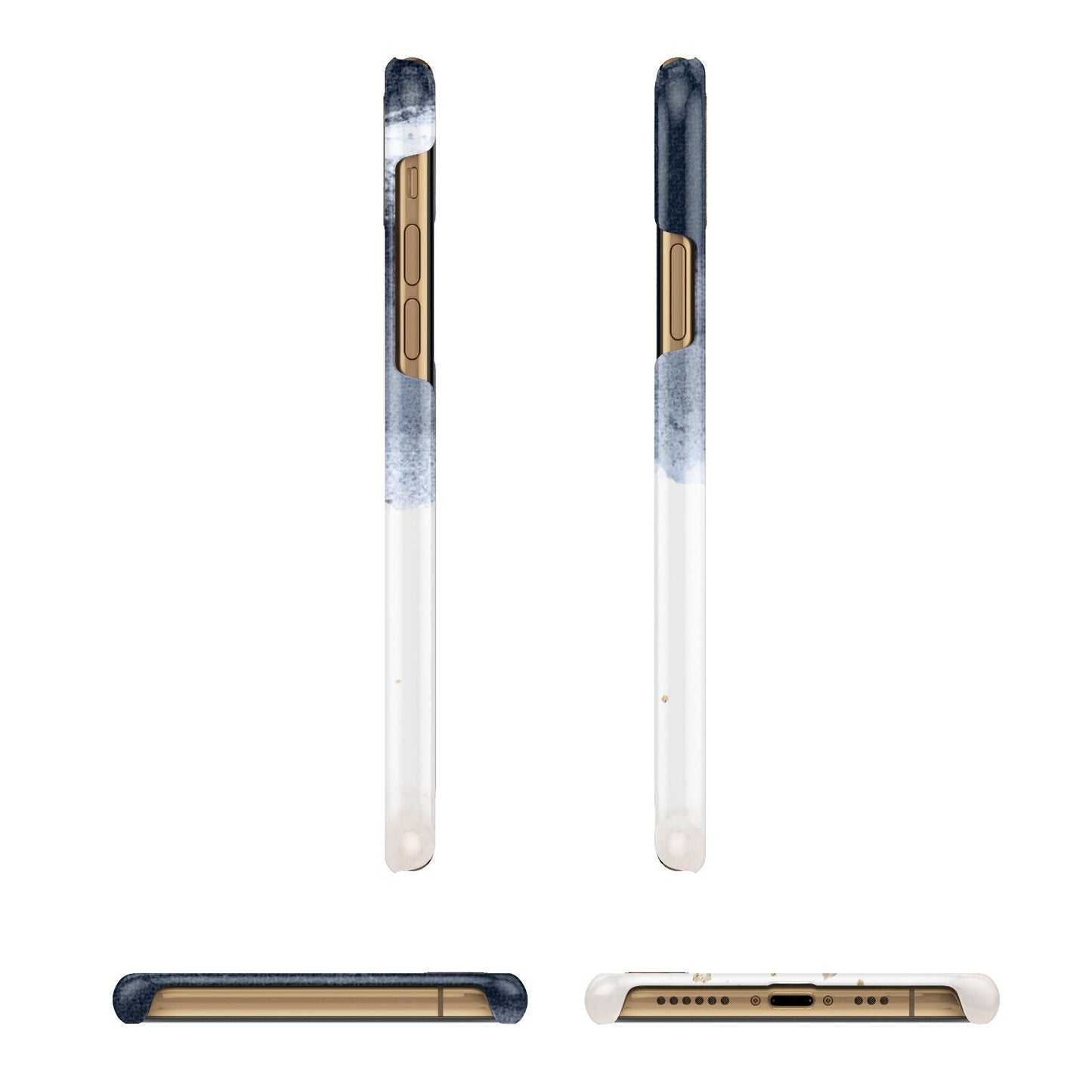 Personalised Blue Pink Watercolour Apple iPhone Xs 3D Wrap Snap Case Angled Images