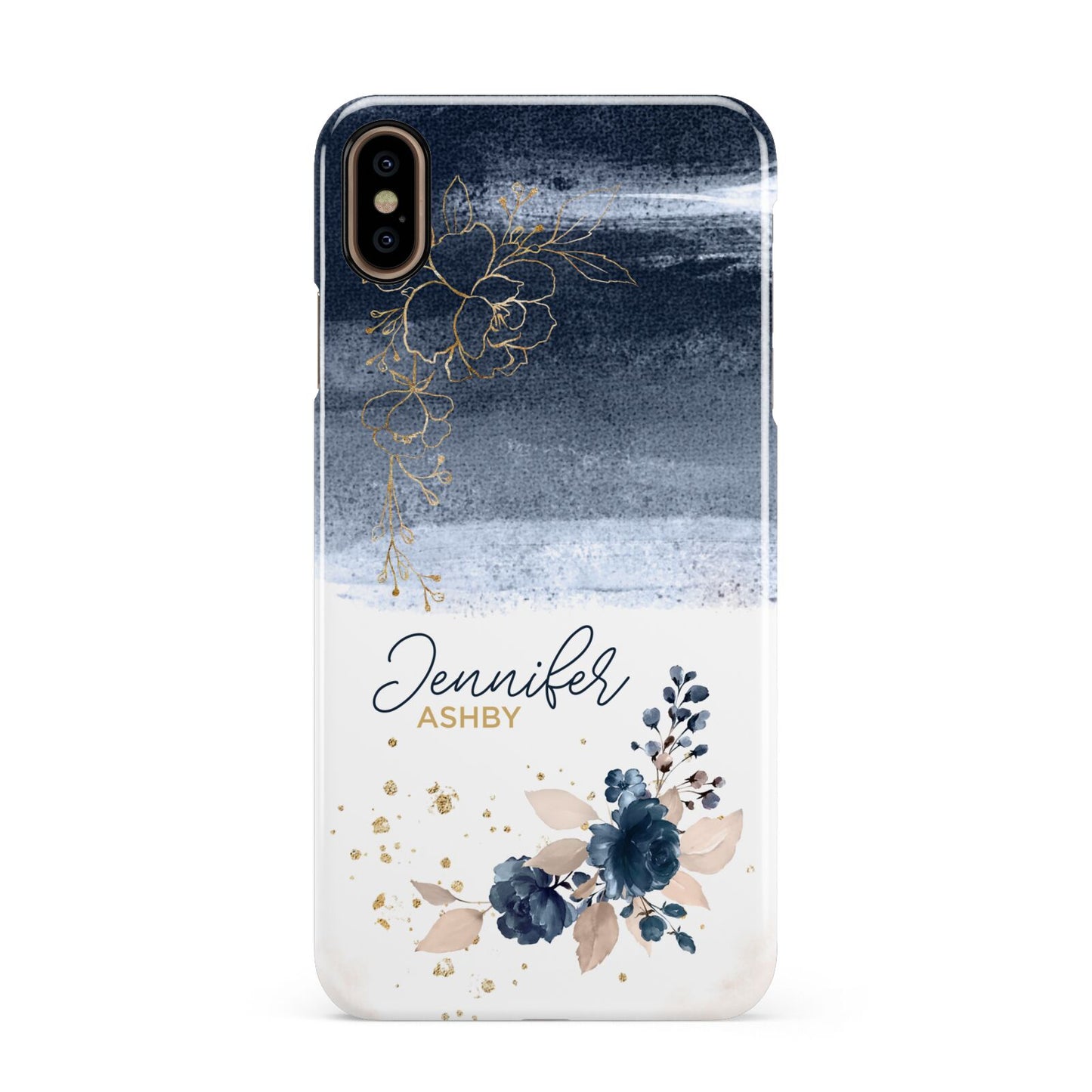 Personalised Blue Pink Watercolour Apple iPhone Xs Max 3D Snap Case