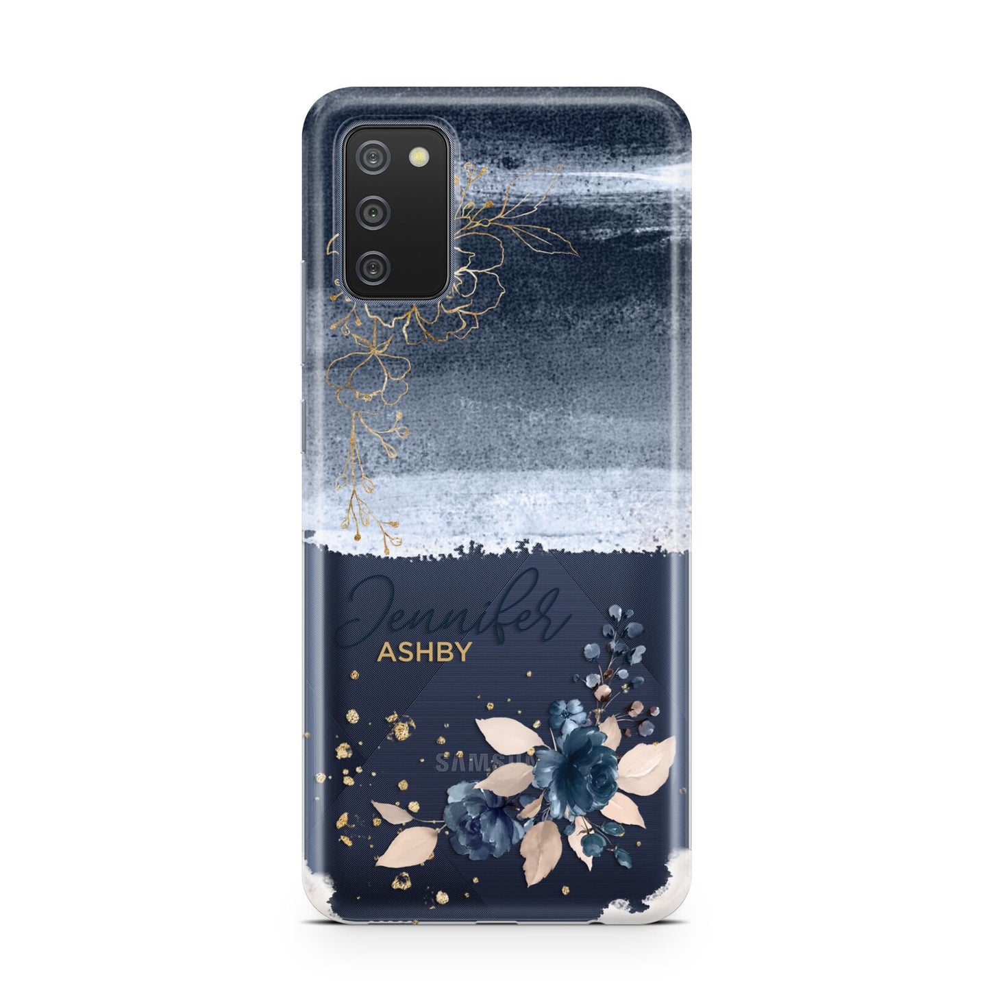 Personalised Blue Pink Watercolour Samsung A02s Case