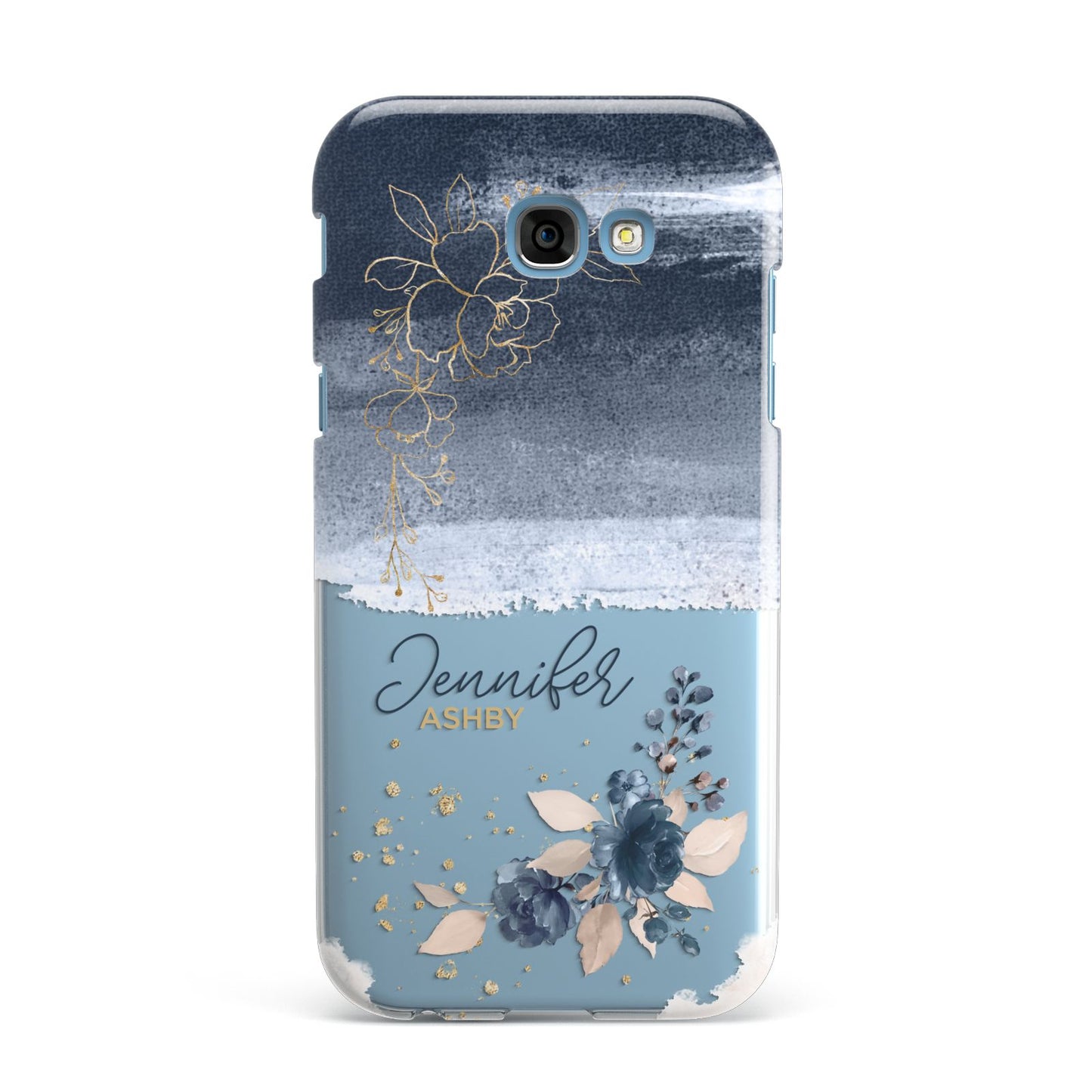 Personalised Blue Pink Watercolour Samsung Galaxy A7 2017 Case