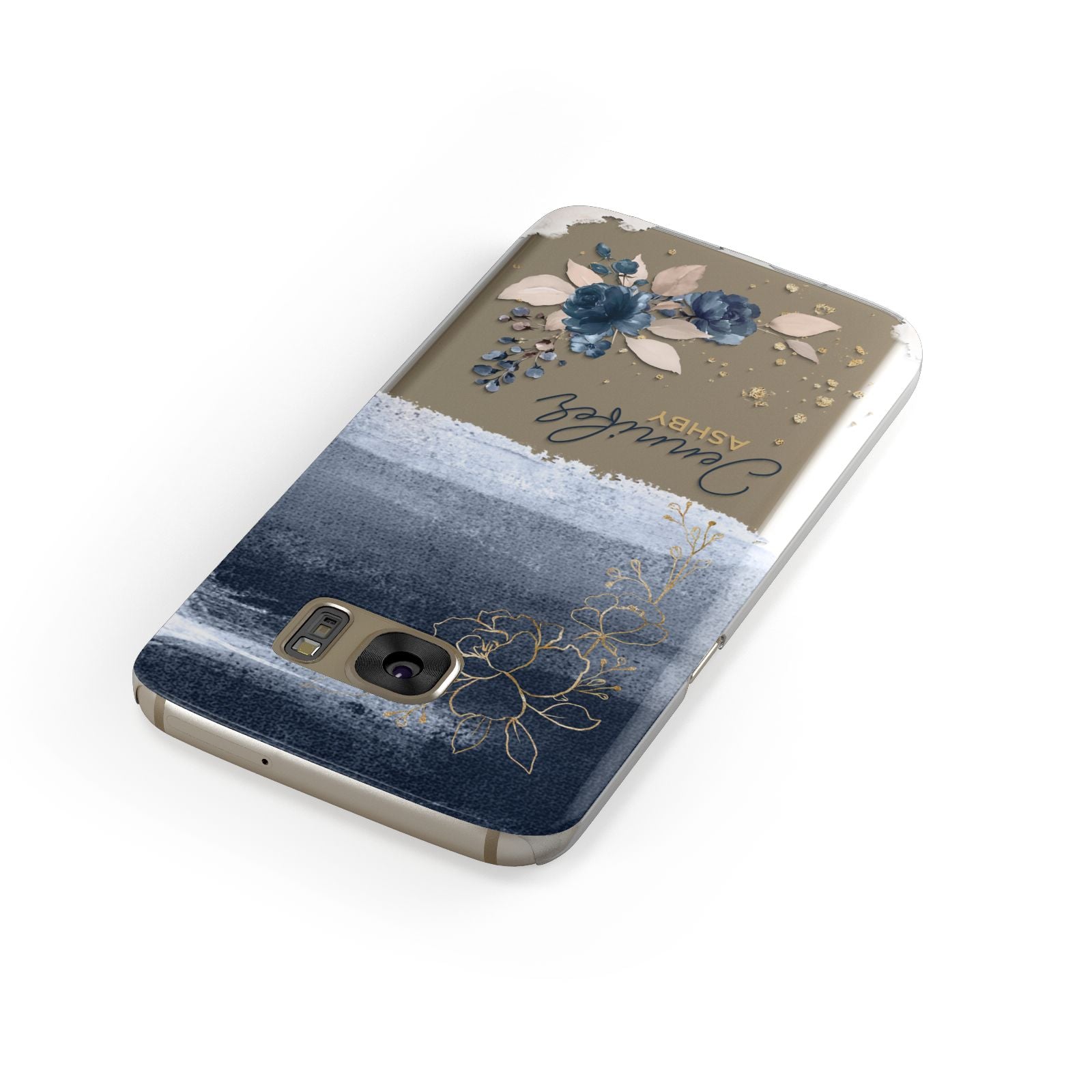 Personalised Blue Pink Watercolour Samsung Galaxy Case Front Close Up
