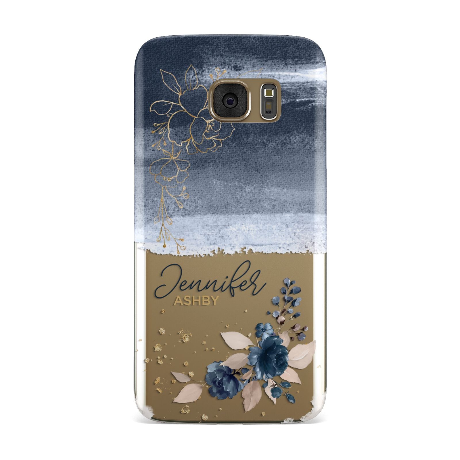 Personalised Blue Pink Watercolour Samsung Galaxy Case