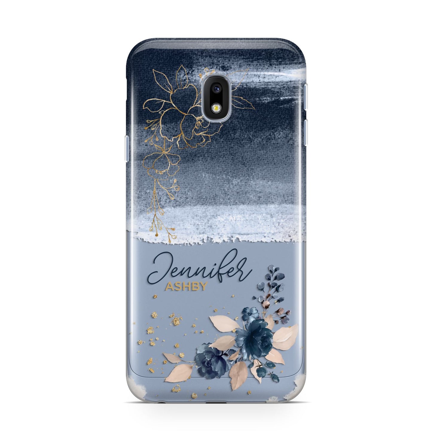 Personalised Blue Pink Watercolour Samsung Galaxy J3 2017 Case