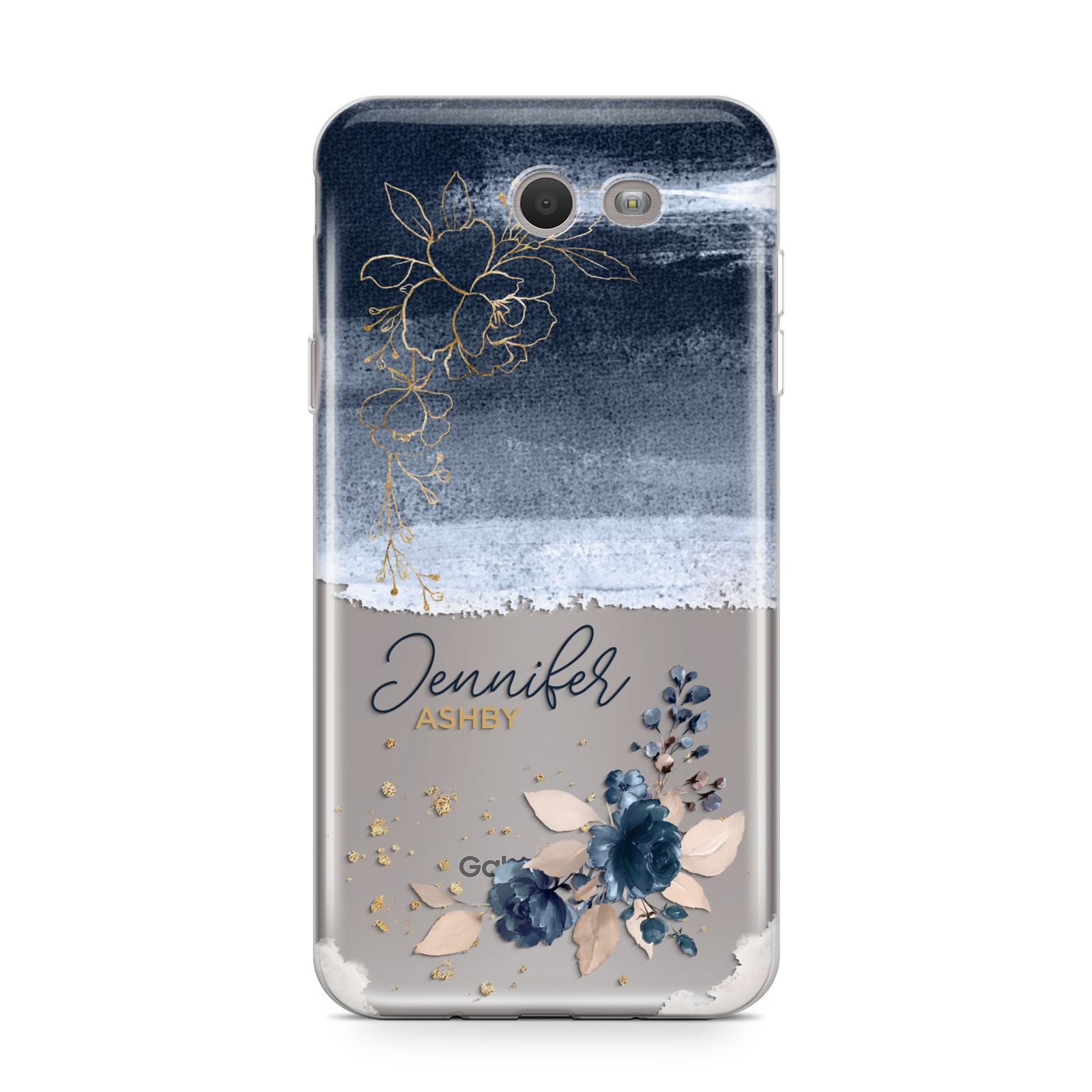 Personalised Blue Pink Watercolour Samsung Galaxy J7 2017 Case