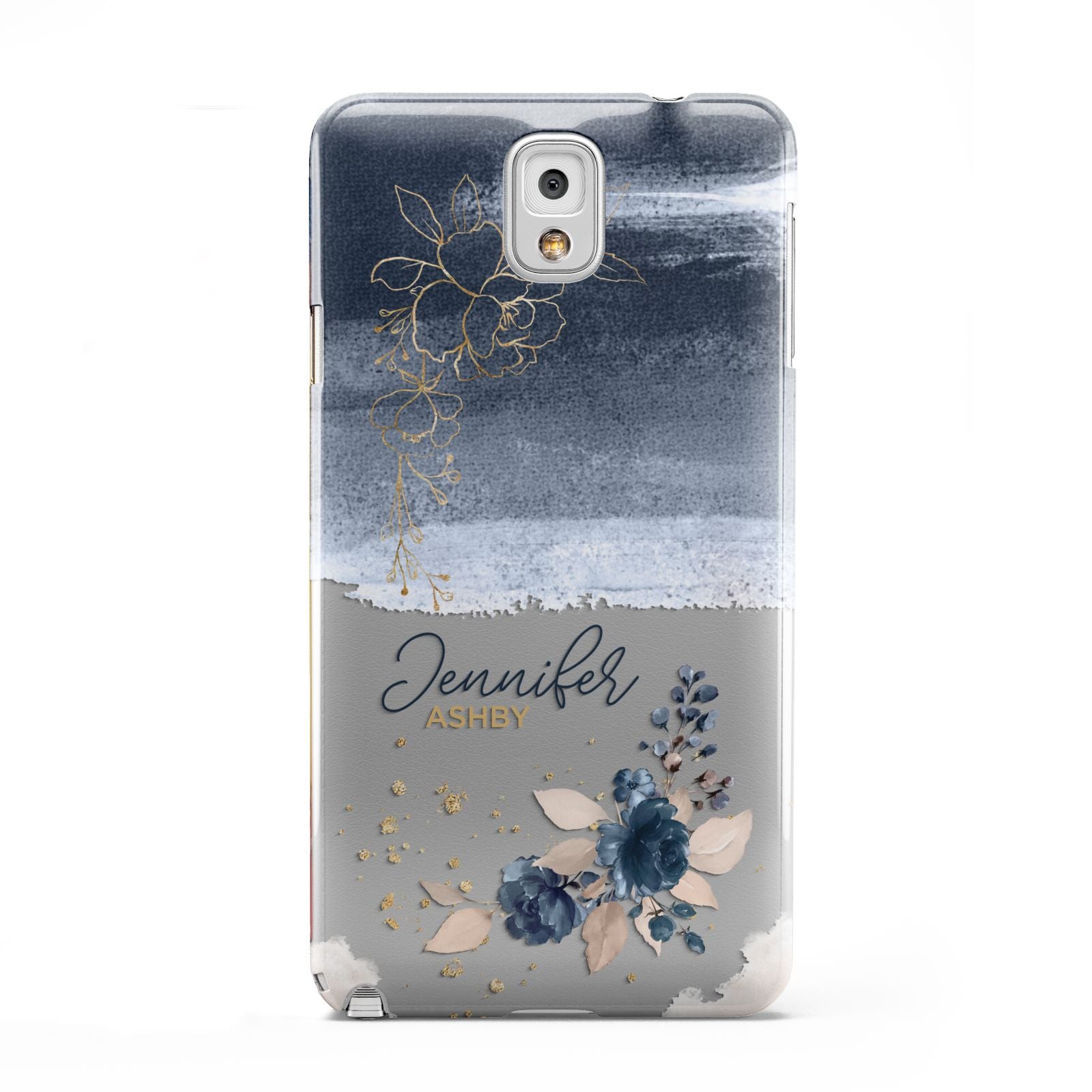 Personalised Blue Pink Watercolour Samsung Galaxy Note 3 Case